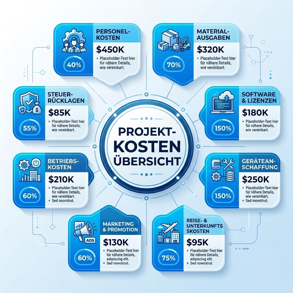Übersichtliche Kostenaufstellung mit einzelnen Posten in einer Grafik