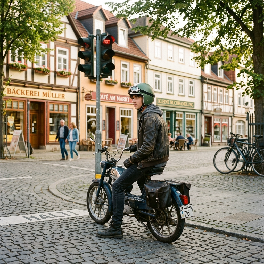 Jugendlicher mit AM Führerschein fährt Moped im Straßenverkehr