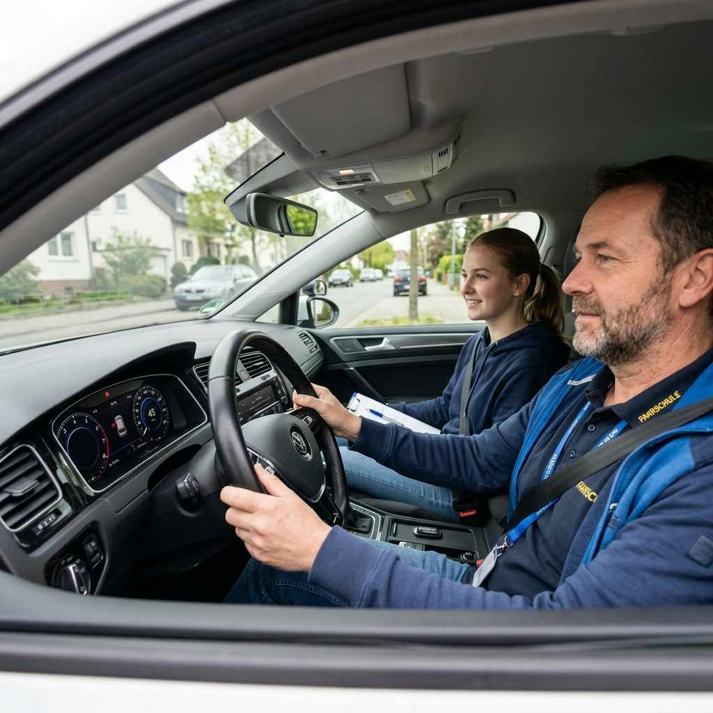 Fahrschüler beim Führerschein machen der Klasse B in Deutschland
