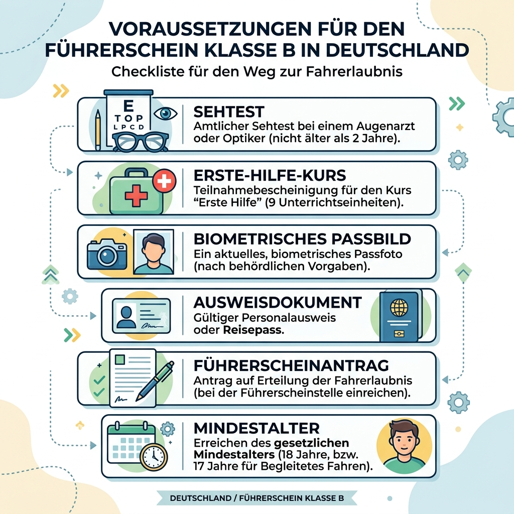 Voraussetzungen für den Führerschein Klasse B in Deutschland als Checkliste