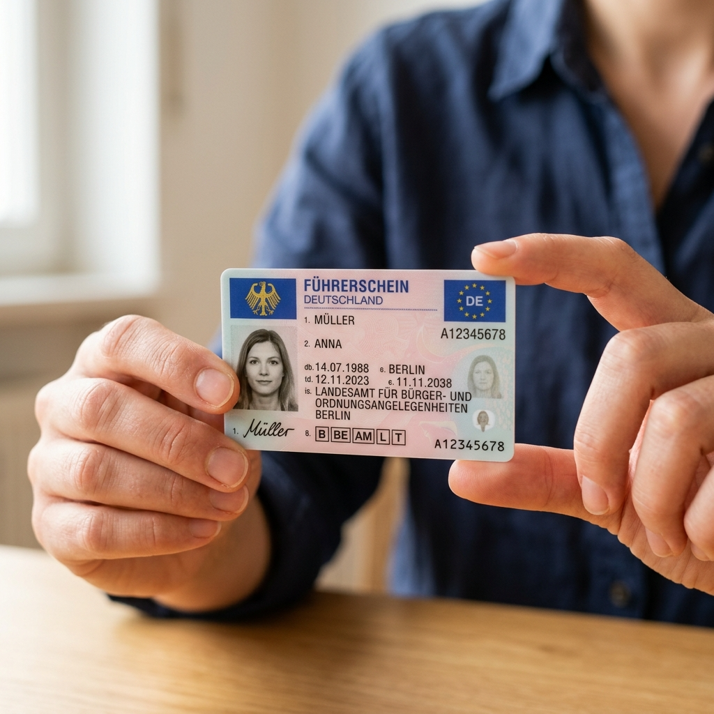 Deutscher Führerschein im Scheckkartenformat als Symbol für die legale Fahrerlaubnis