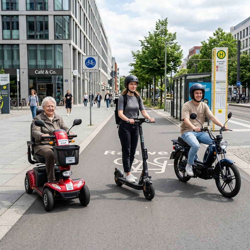  Übersicht führerscheinfreier und führerscheinarmer Fahrzeuge wie Leichtmobil, E-Scooter und Mofa im Straßenverkehr